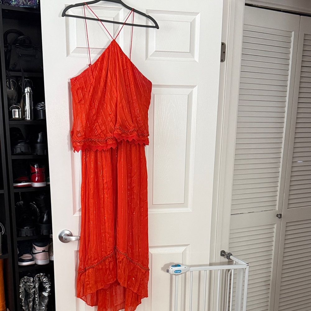 Vibrant Orange Sleeveless Dress